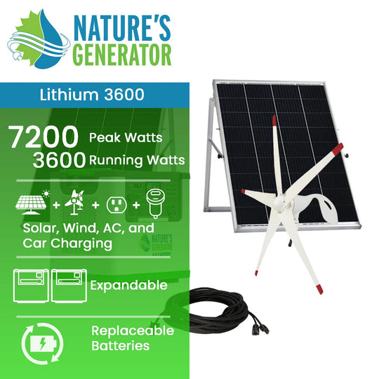 Nature's Generator Lithium 3600 Solar and Wind Generator