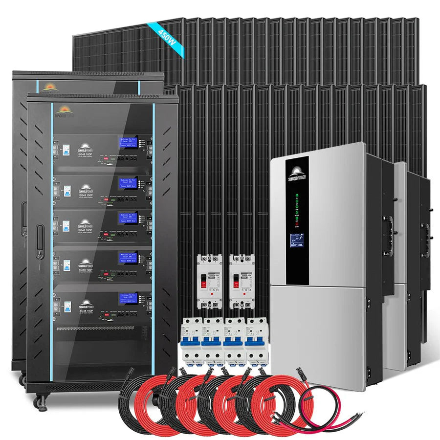 Sungold Power Hybrid Solar Kit 11.4KW 48V Split Phase 20.48KWH/51.2KWH Lithium Battery 450 Watt Solar Panel (Optional) SGH-11N2E/ SGH-11N5E