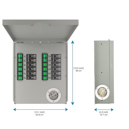 12-Circuit 120/240V 30A Non-Automatic Transfer Switch